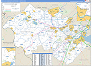 Middlesex-Somerset-Hunterdon Metro Area Wall Map Basic Style
